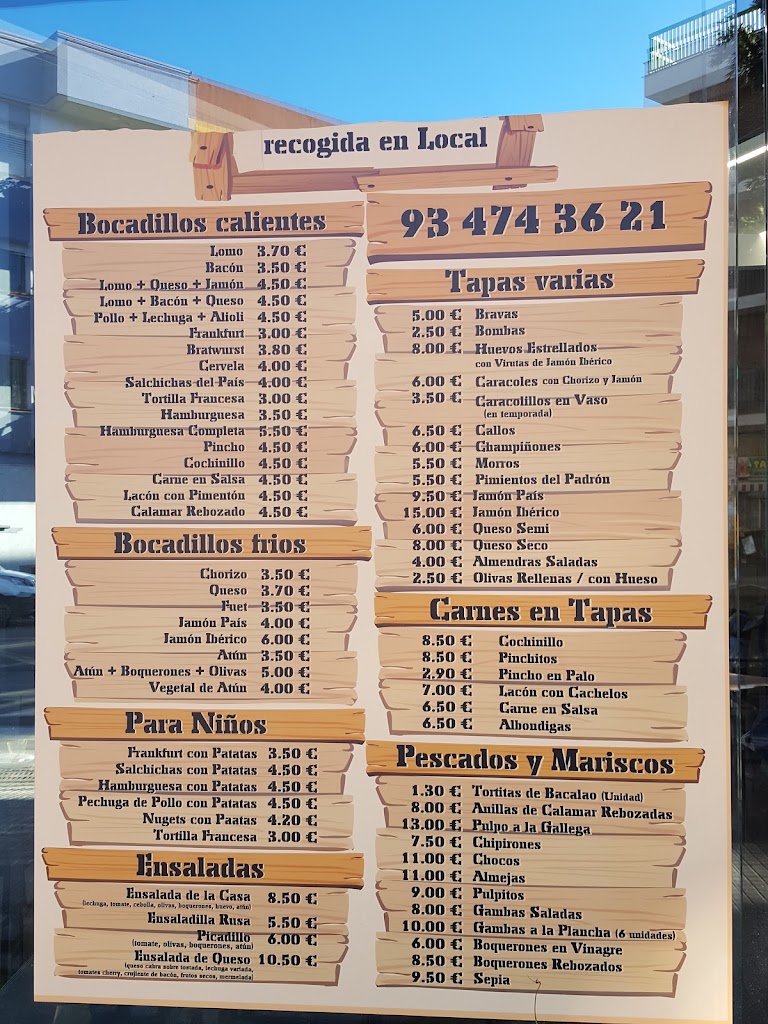 La Cabana del Parque — Carta