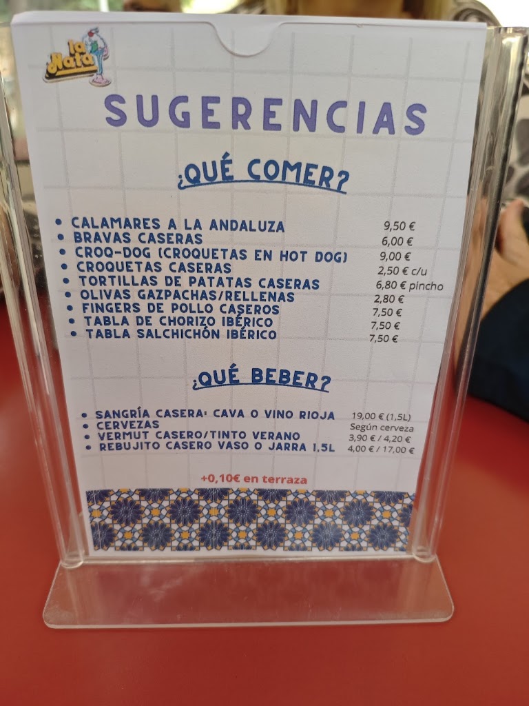 BAR LA NATA, especialistas en croquetones y tortillas — Carta