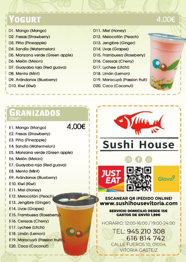 Restaurante Sushi House Vitoria — Carta
