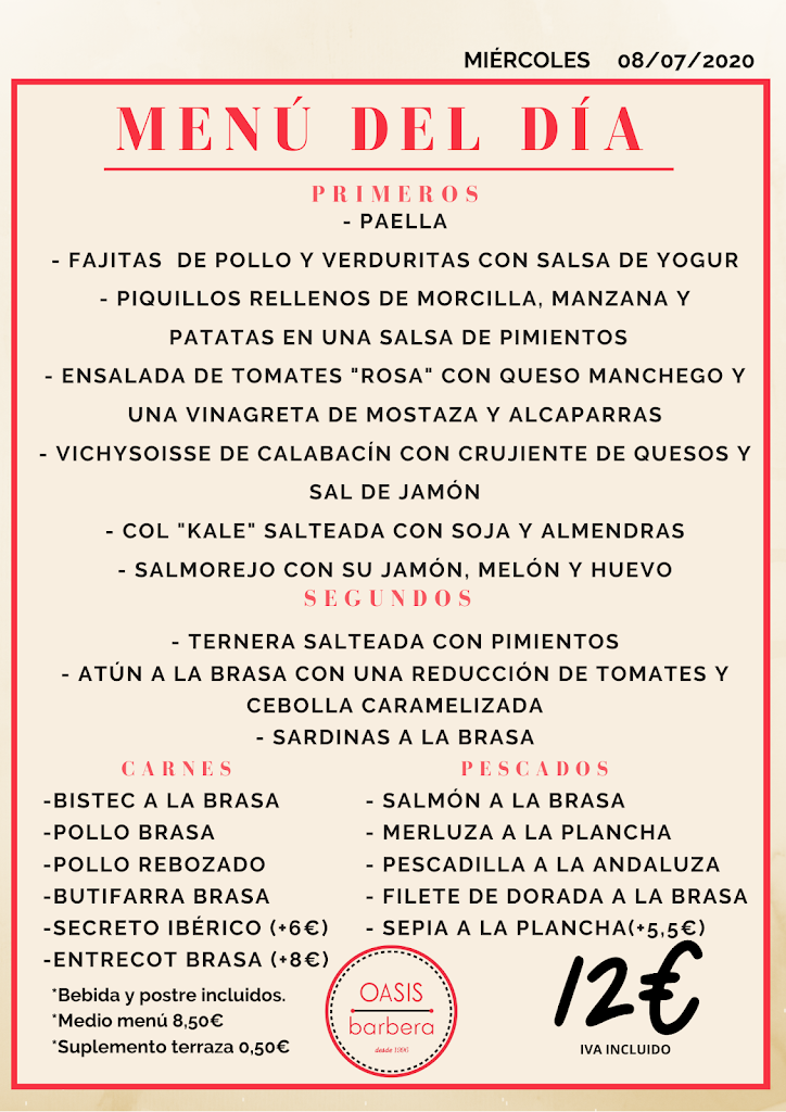 Oasis Barbera — Carta