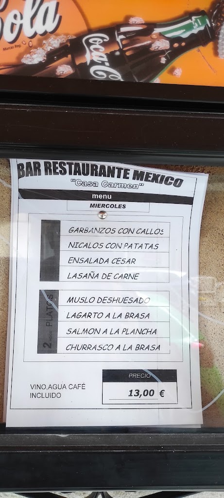 Bar Casa Carmen — Carta