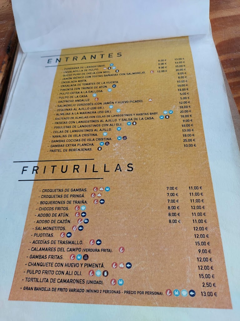 Restaurante Oceano Playa — Carta