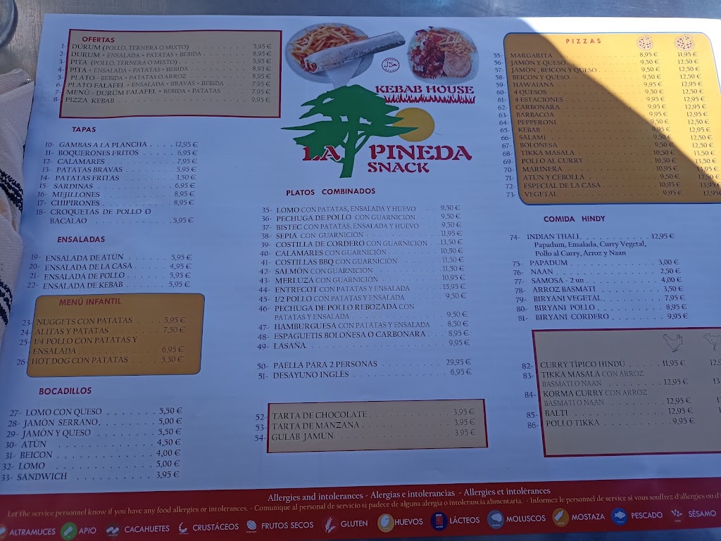 La Pineda Snack Kebab House — Carta