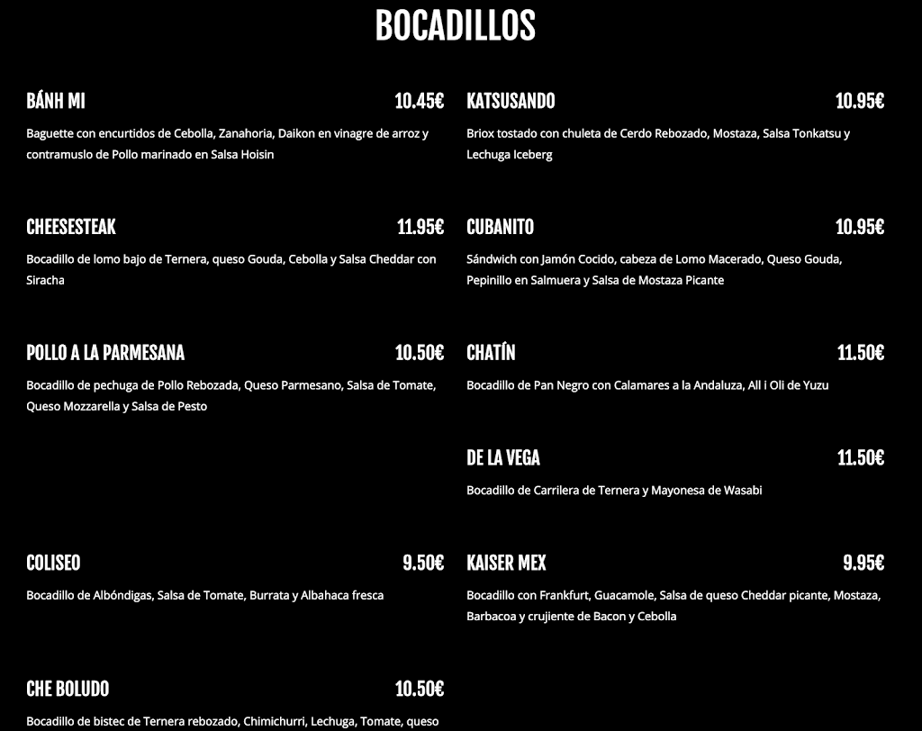 La Taberna del Nomada — Carta
