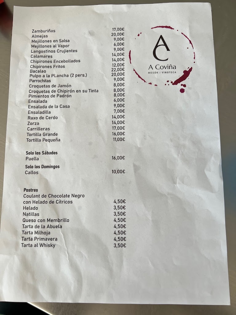 A Covina — Carta