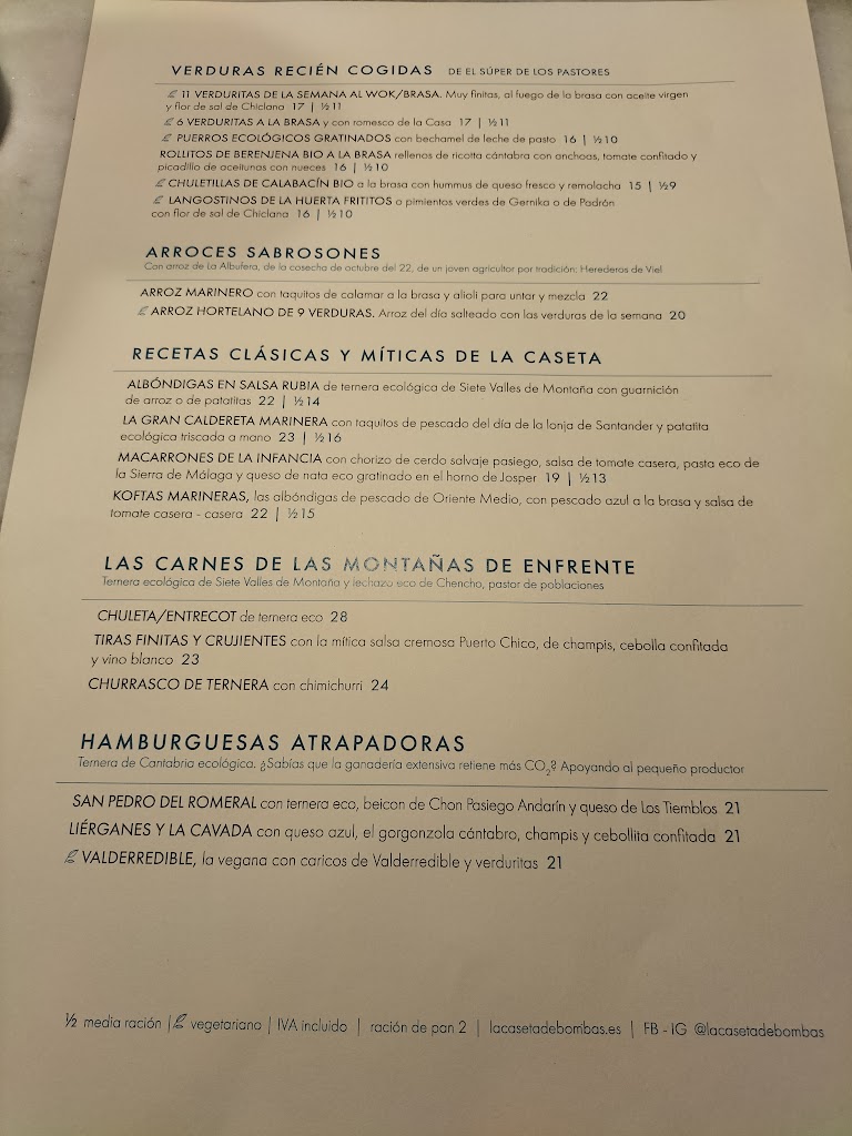 La Caseta de Bombas — Carta