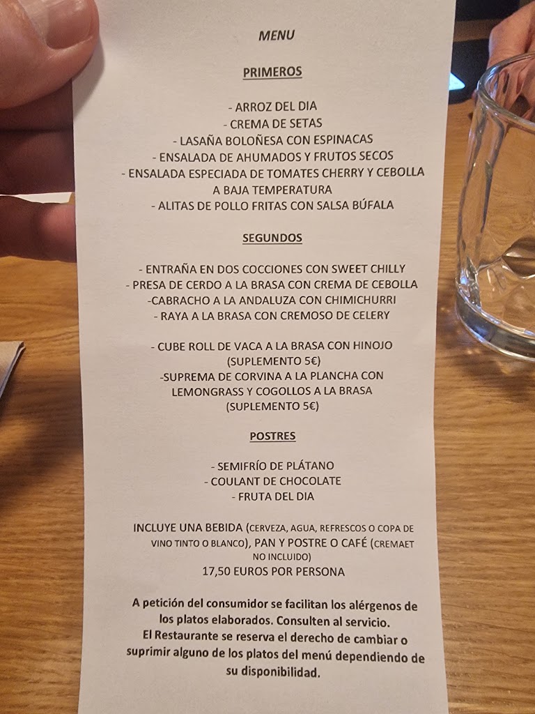 Restaurant Ribera — Carta