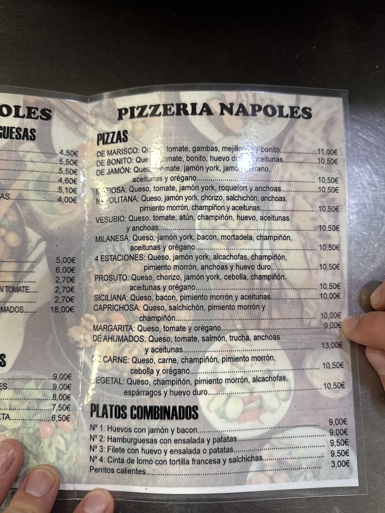 Cafeteria Napoles II Pizzeria — Carta