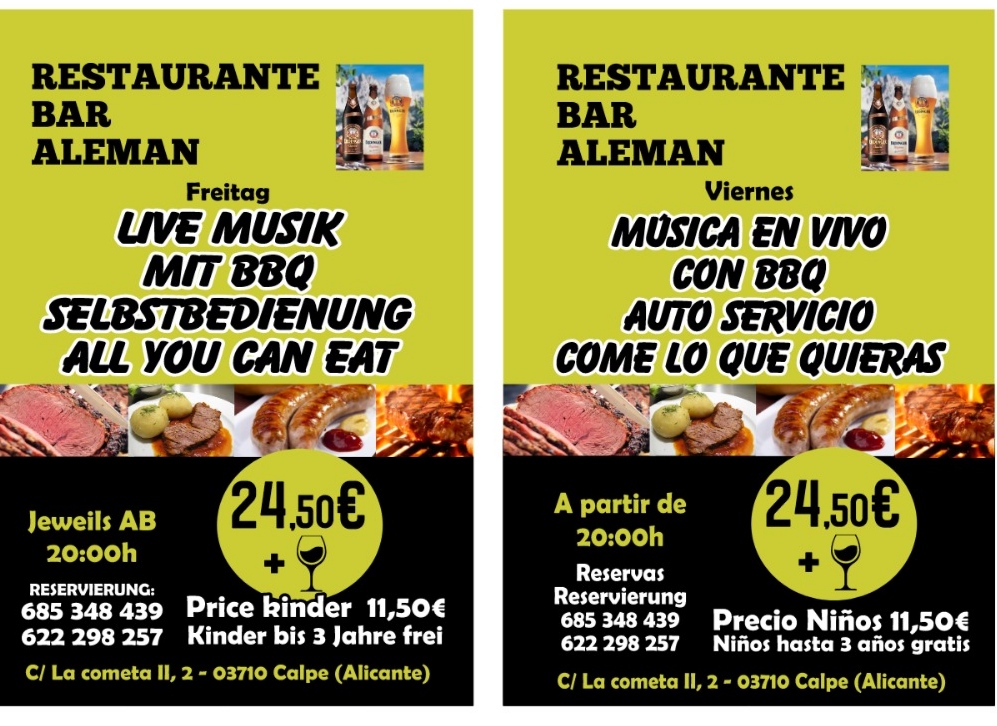 Restaurante Bar Aleman — Carta