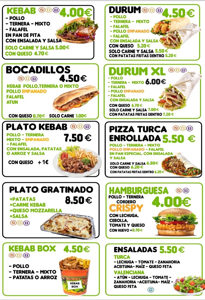 El Kebab De Mustafa — Carta