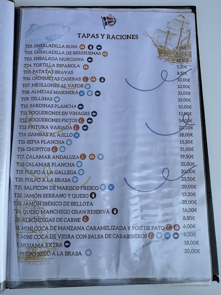 Restaurante Nautico Calpe Marifach — Carta