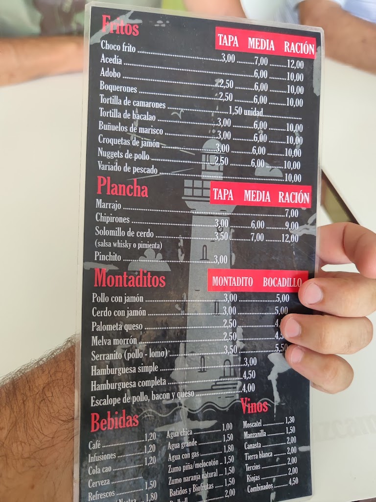 Bar Cafeteria El Campeon — Carta