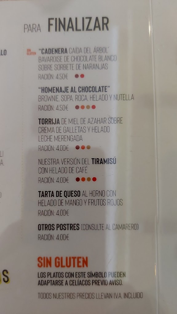 Restaurante Balma — Carta