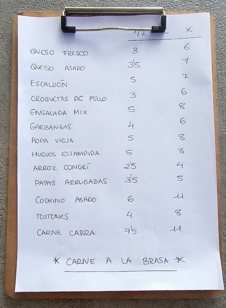 Guachinche El Cubano — Carta
