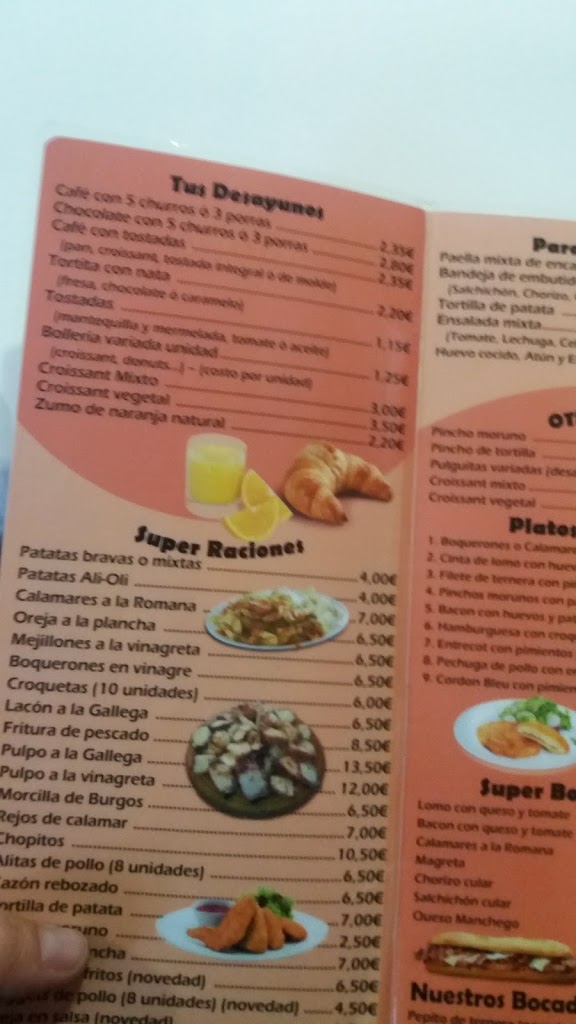 Chocolateria Cafeteria — Carta