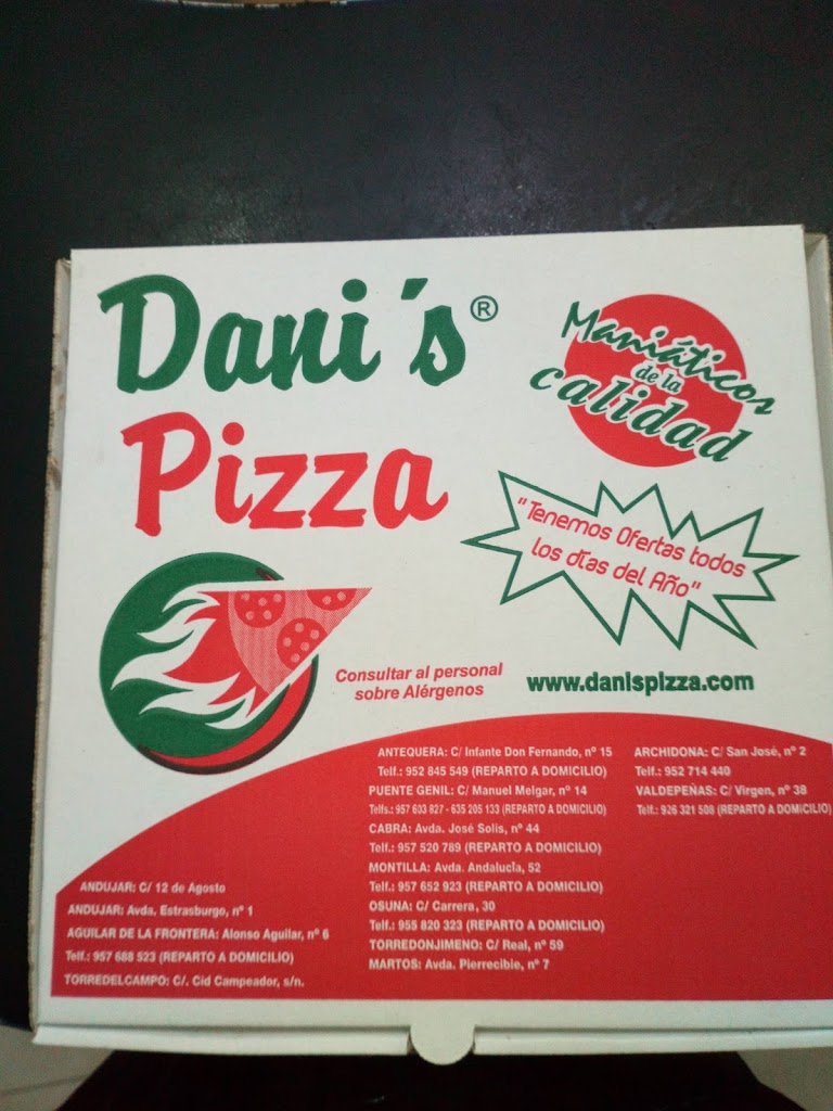 Danis pizza — Carta