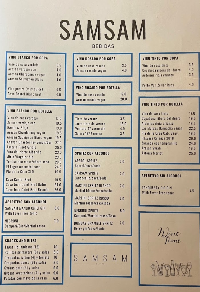 SamSam Bistro — Carta