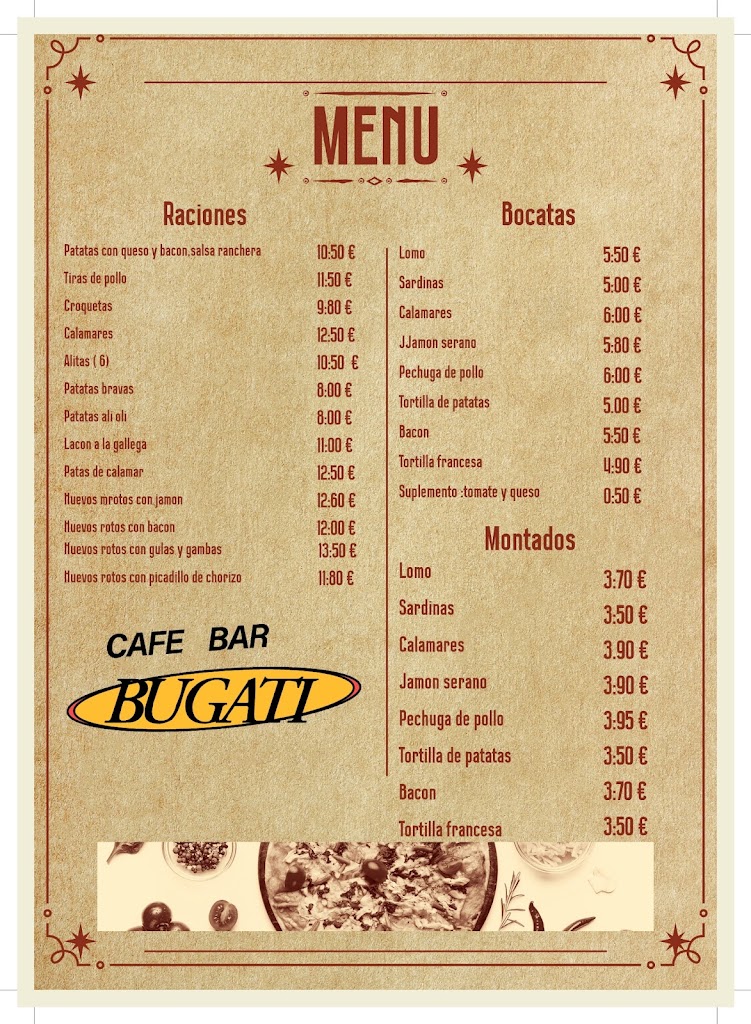 Cafe Bugaty Bar — Carta
