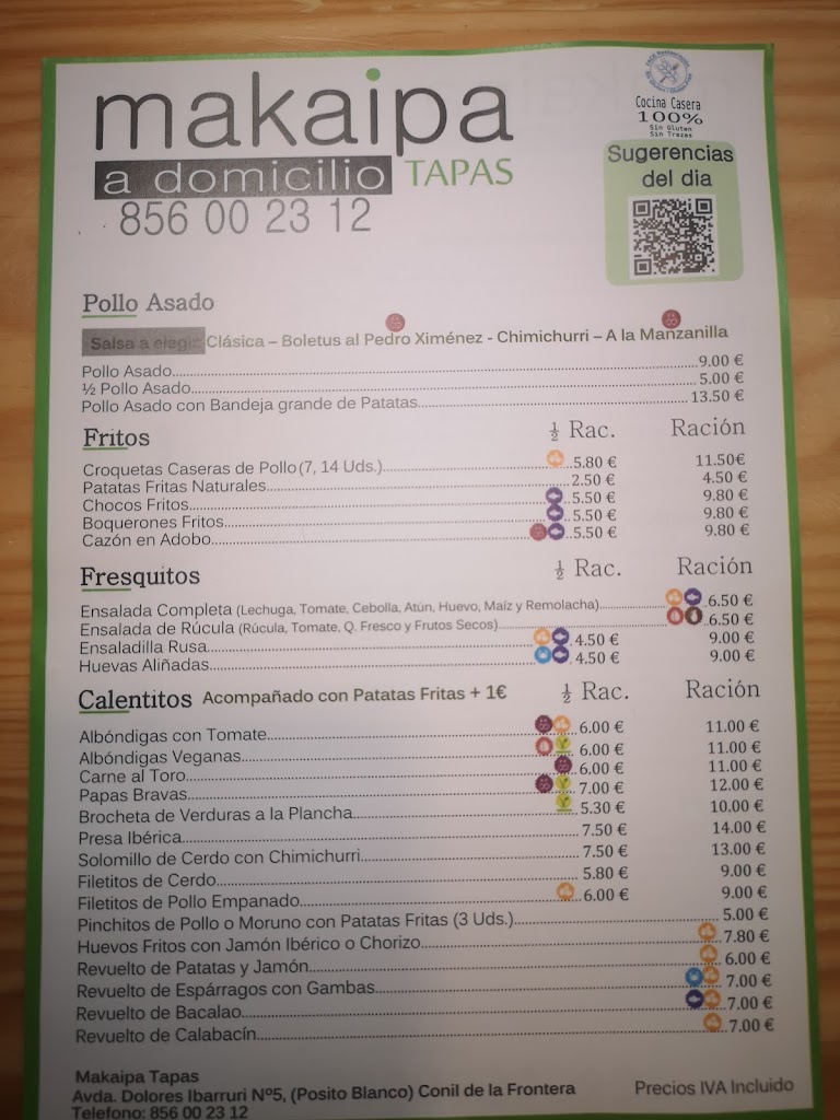 Makaipa Tapas — Carta