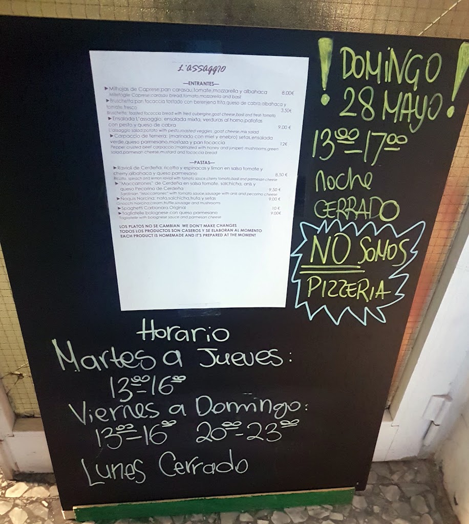 L'assaggio-pasta casera — Carta