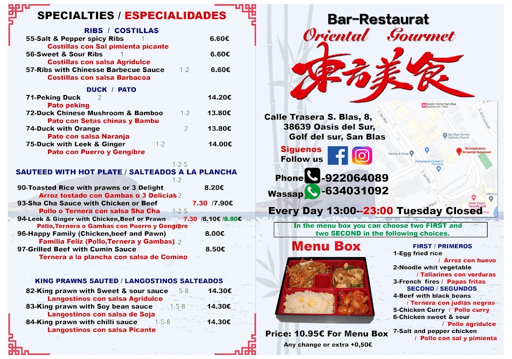 Oriental Gourmet — Carta