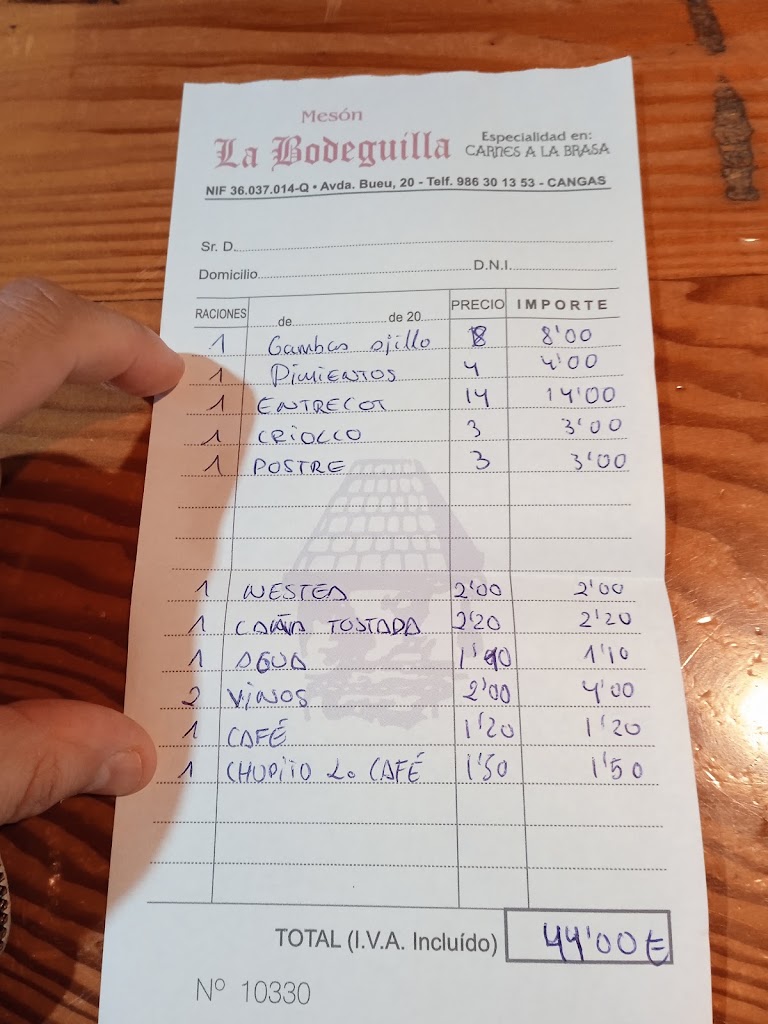 Restaurante la Bodeguilla — Carta