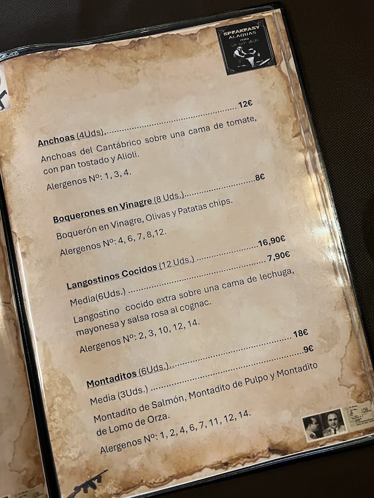 Speakeasy Alaquas — Carta