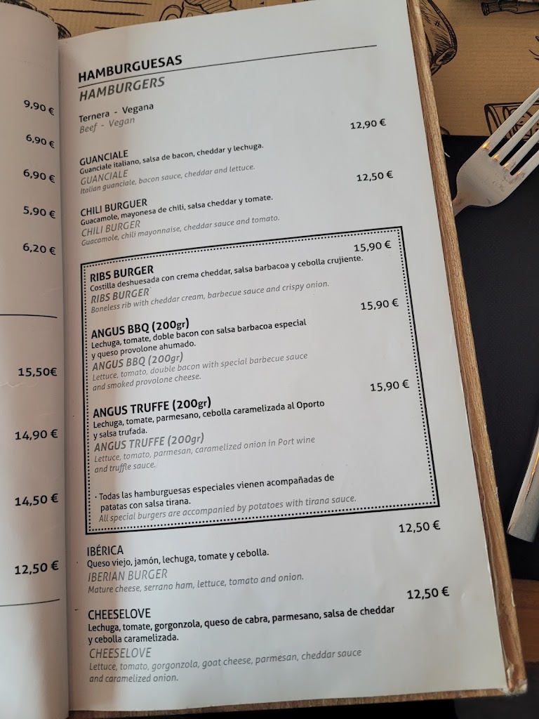 Bar restaurante Tirana Cafe Alboraya — Carta