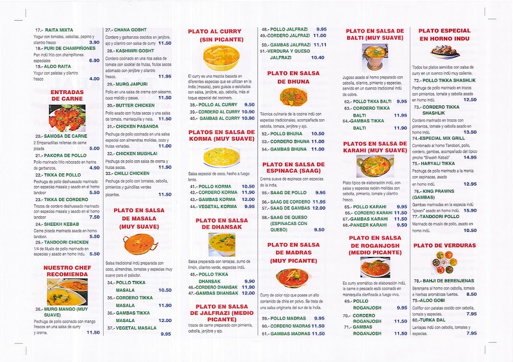 Taj Mahal Chiclana — Carta