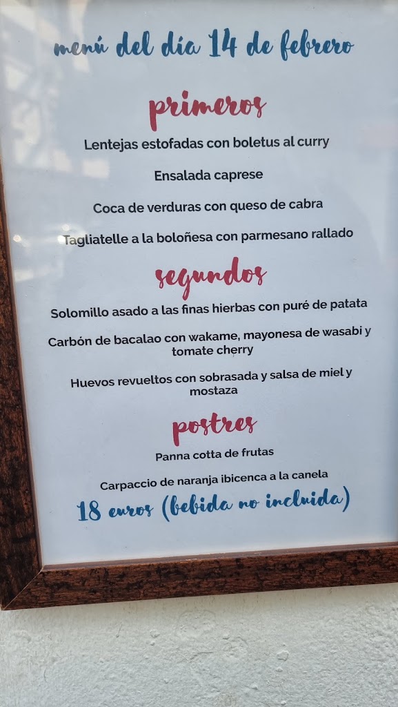 Sa Vida Wine Restaurant — Carta
