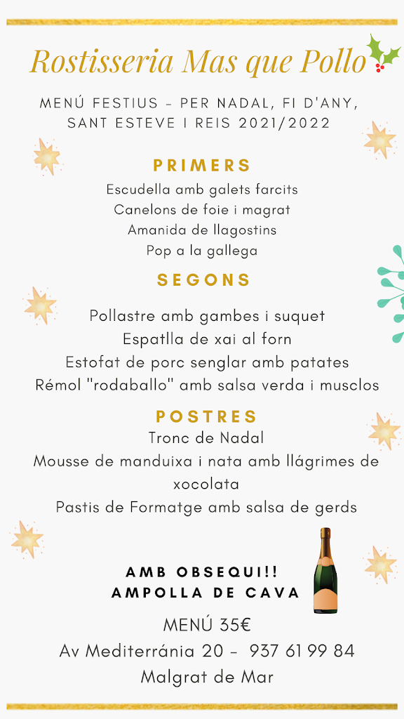 Mas que Pollo — Carta
