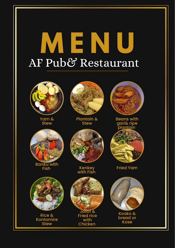 AF PUB RESTAURANT — Carta