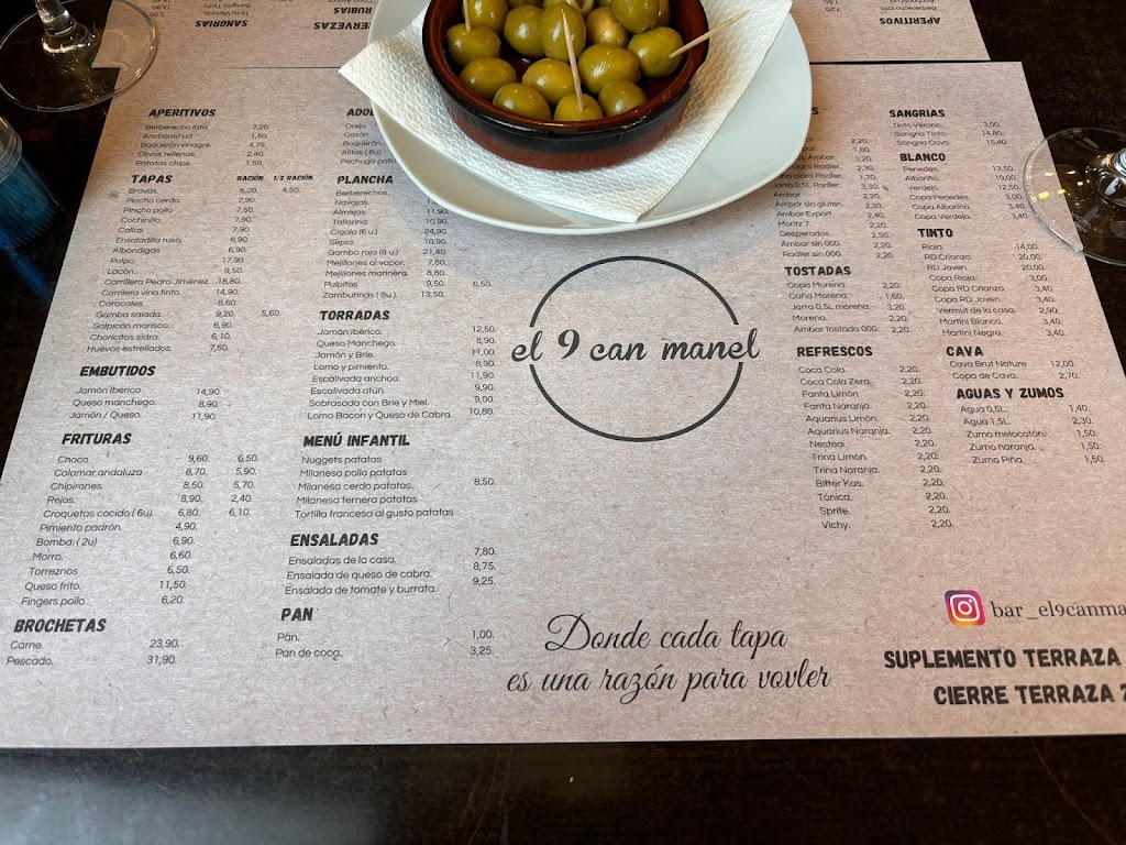 El 9 Can Manel — Carta