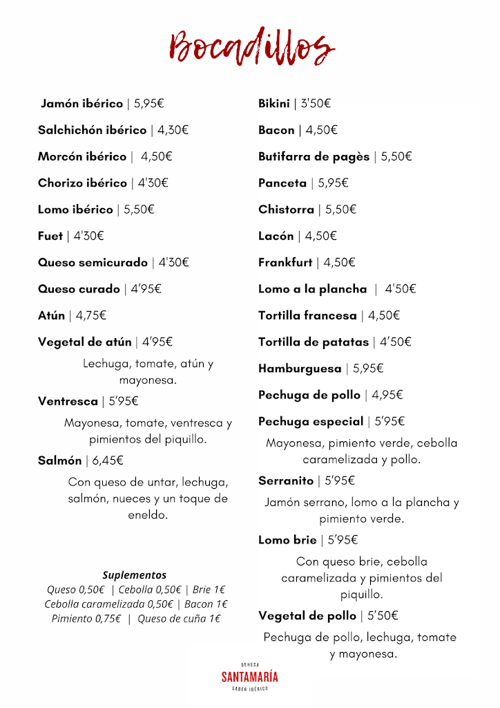 Dehesa Santa Maria | Molins De Rei — Carta