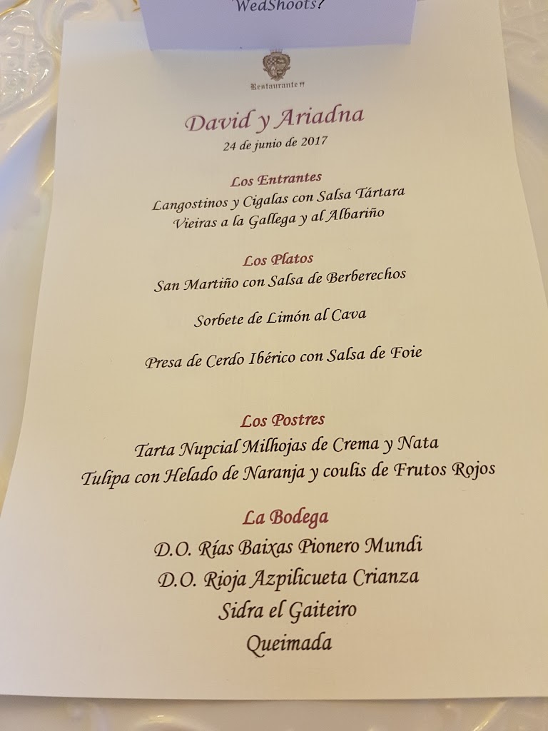 Restaurante Pazo Do Monte — Carta