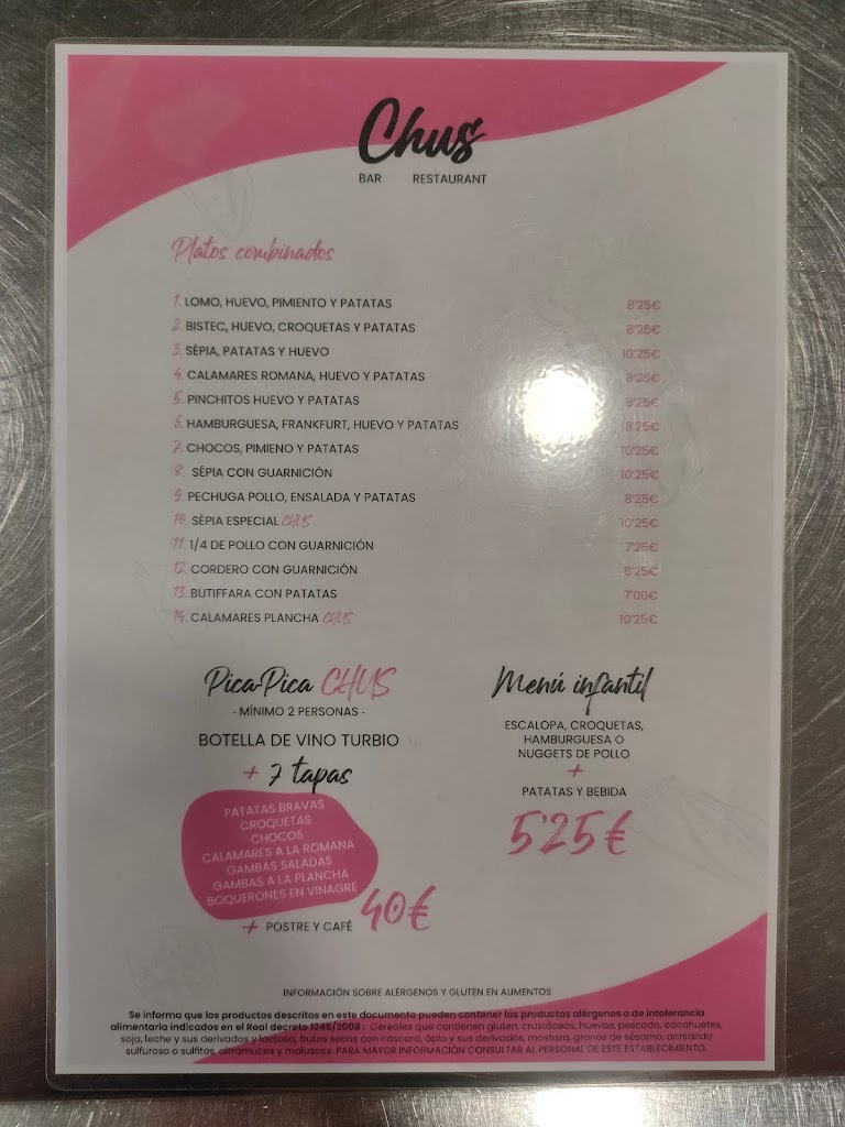 Restaurant Chus — Carta