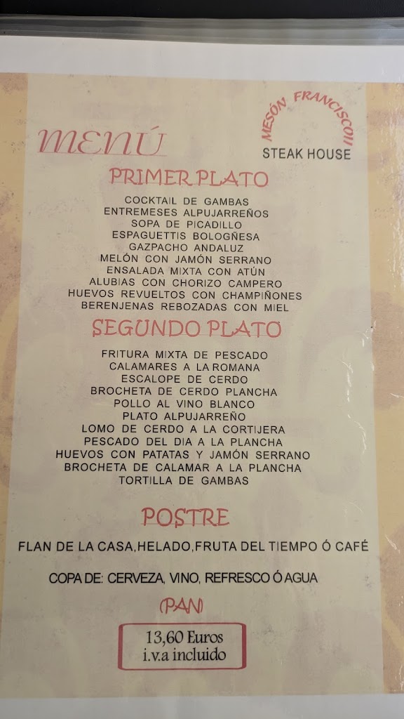 Meson Francisco II — Carta