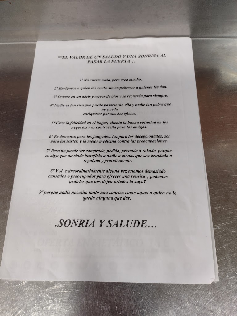 Bar restaurante L'Sagasa — Carta