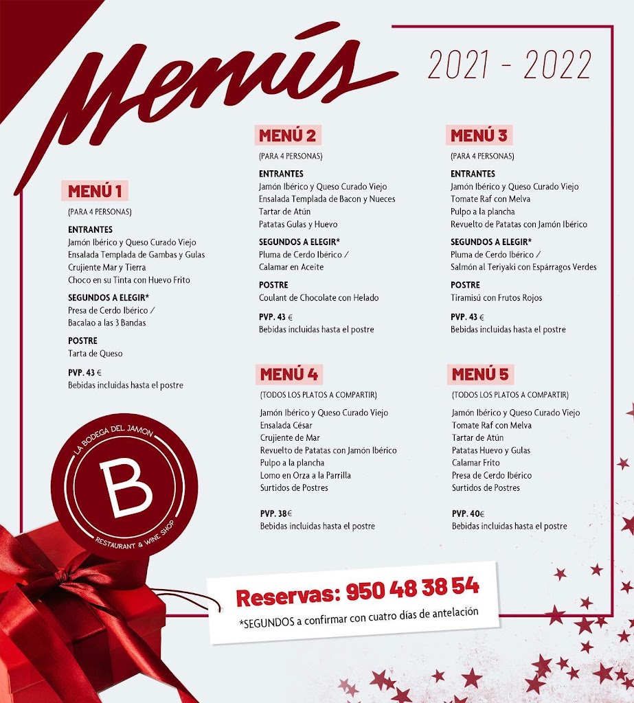 Taberna La Bodega del Jamon — Carta