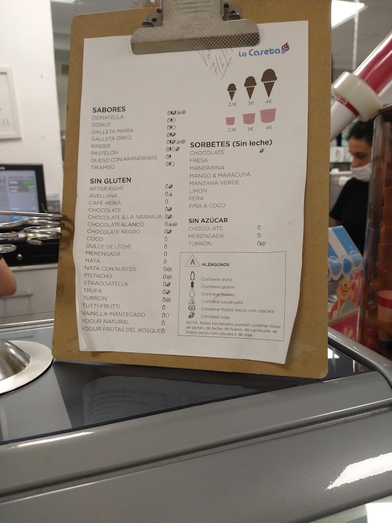 La Caseta Heladeria — Carta