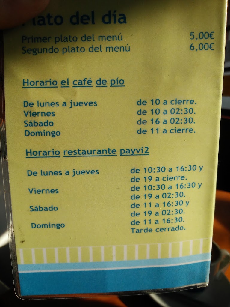 El Cafe de Pio — Carta