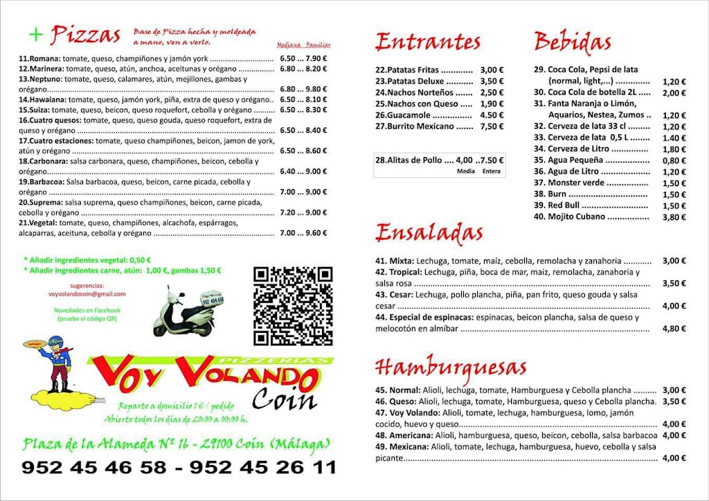 Pizzeria Bocadilleria Voy Volando — Carta