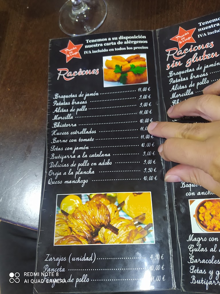 Bar El Rincon de La Morenita — Carta
