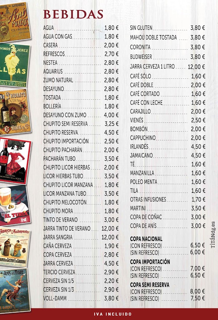 Taberna La Tapita — Carta