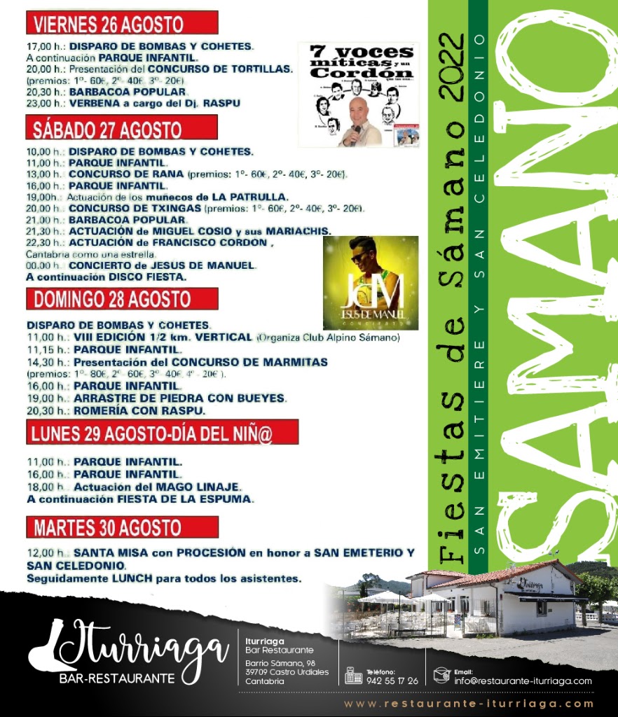 Bar restaurante Iturriaga — Carta