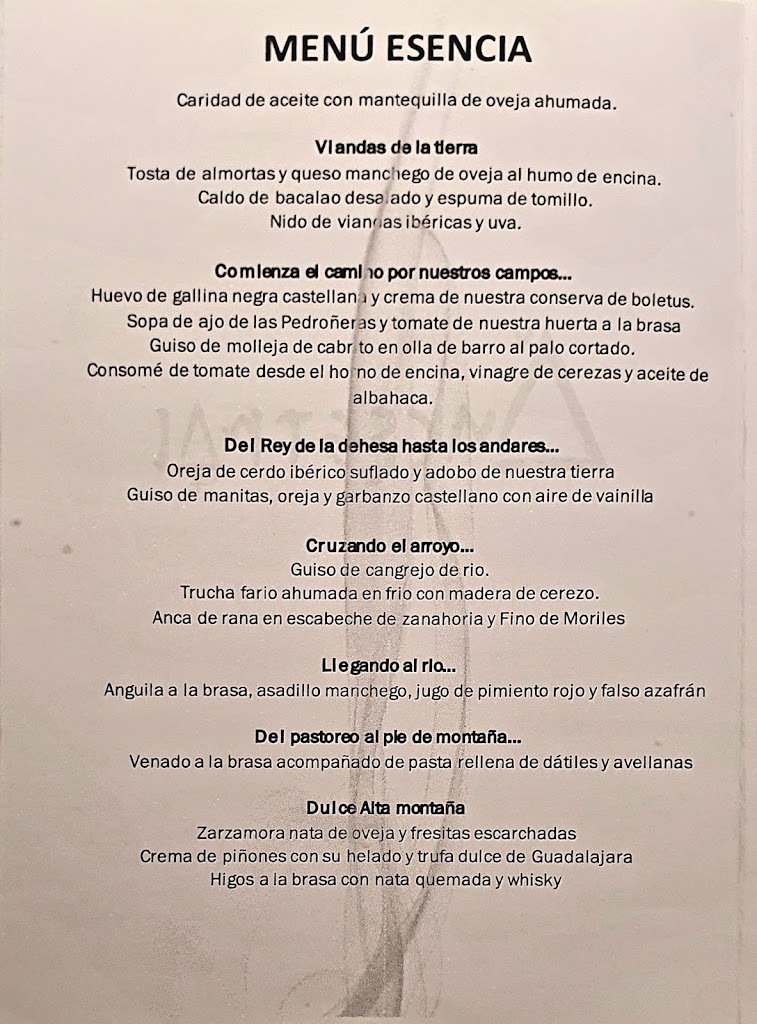 Ancestral Restaurante — Carta