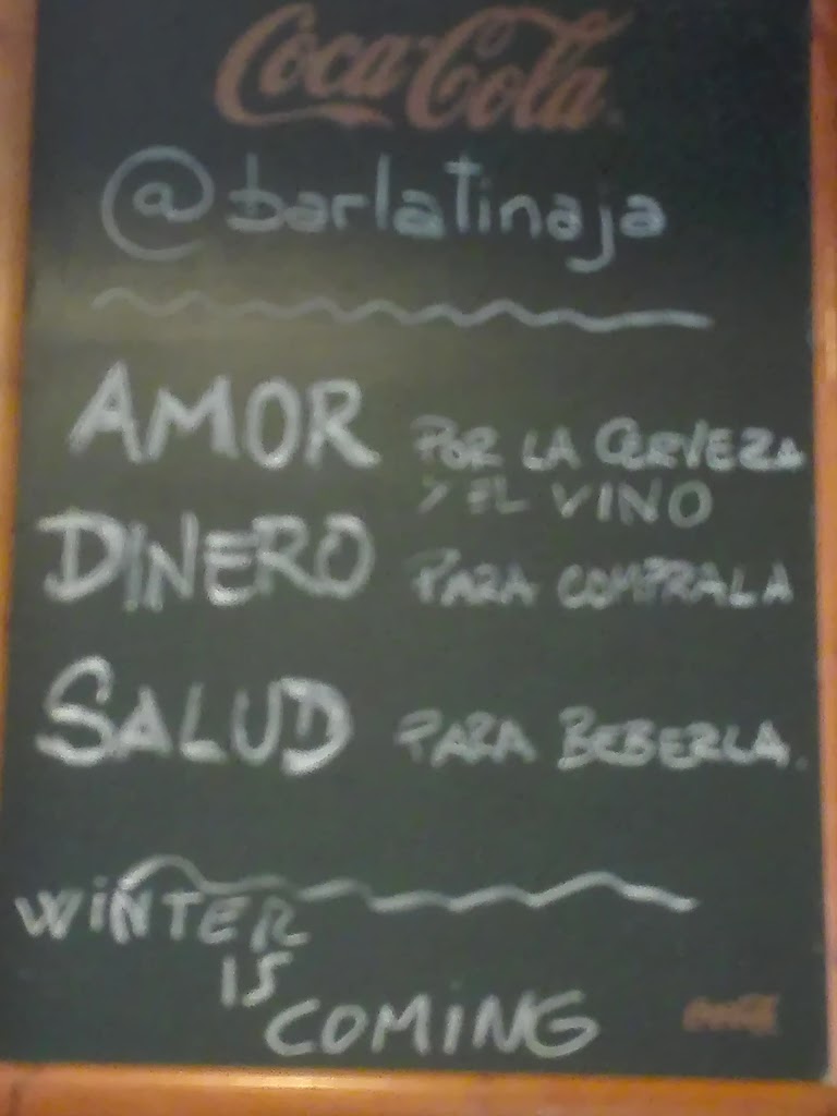 Bar la Tinaja — Carta
