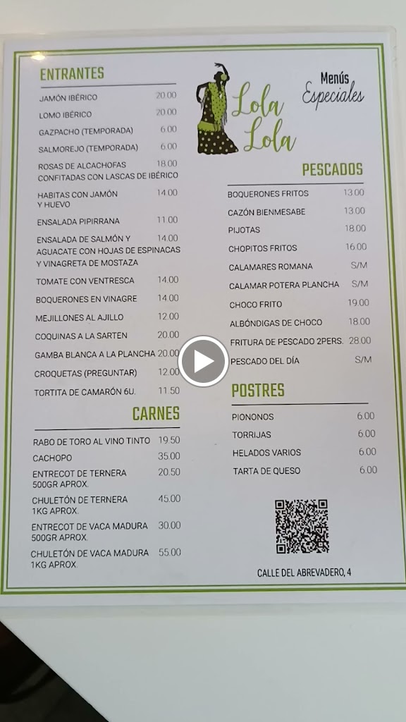 LOLA LOLA — Carta