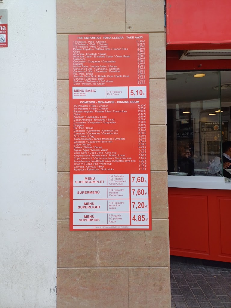 El Superpollo Restaurante — Carta