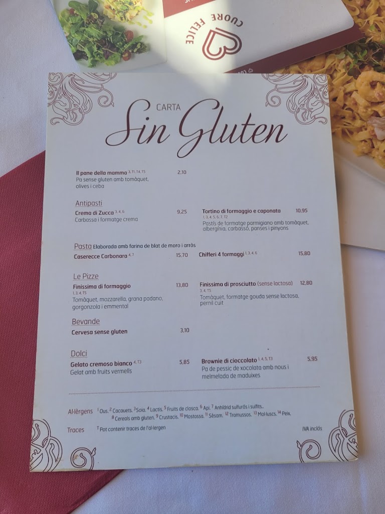 Restaurante italiano La Tagliatella | Blanes — Carta